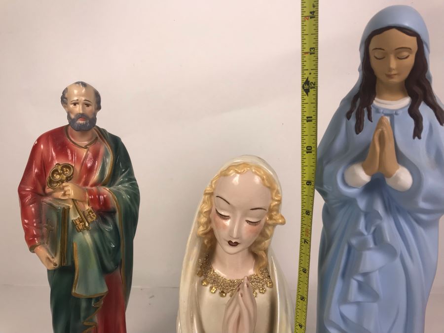 (3) Religious Statues Figurines - Middle Is Signed Ruby Lewis California [Photo 20]