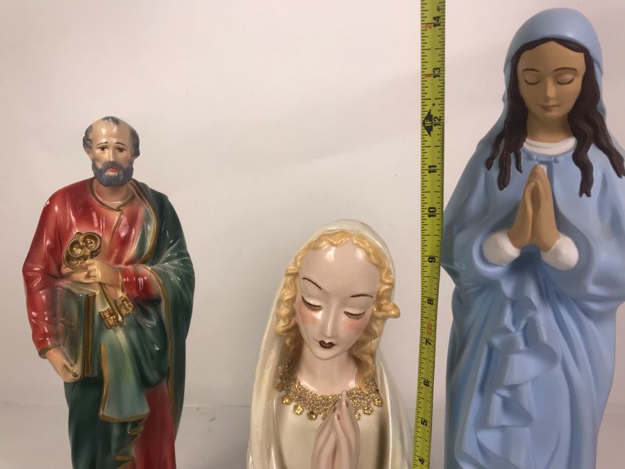 (3) Religious Statues Figurines - Middle Is Signed Ruby Lewis California [Photo 19]