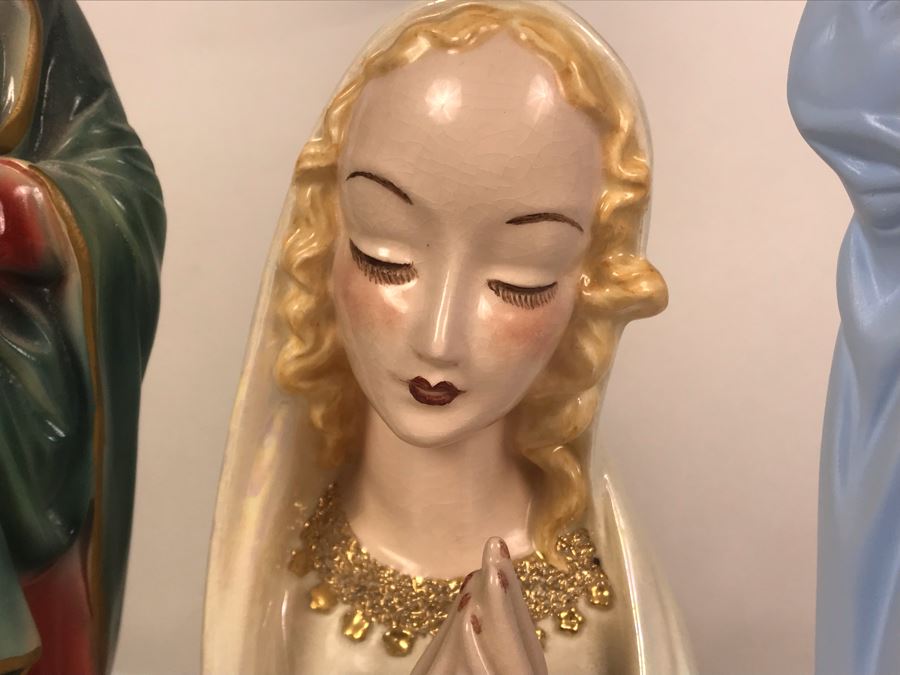 (3) Religious Statues Figurines - Middle Is Signed Ruby Lewis California [Photo 4]