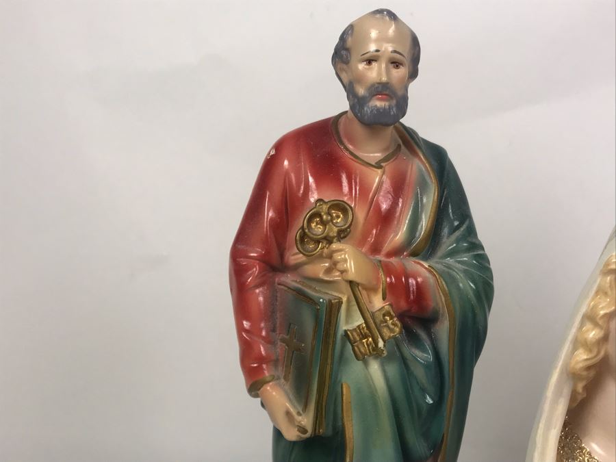 (3) Religious Statues Figurines - Middle Is Signed Ruby Lewis California [Photo 11]