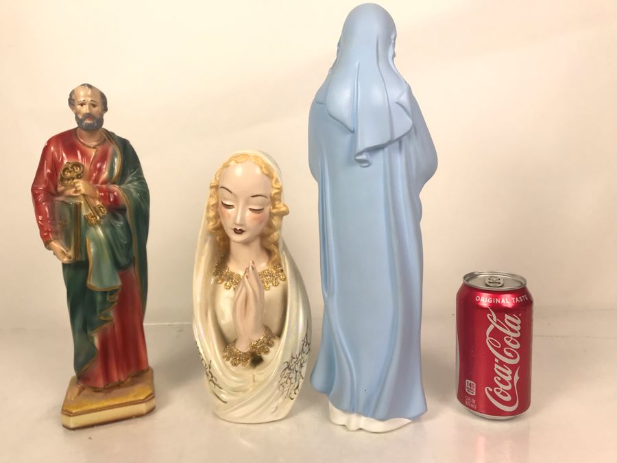 (3) Religious Statues Figurines - Middle Is Signed Ruby Lewis California [Photo 17]