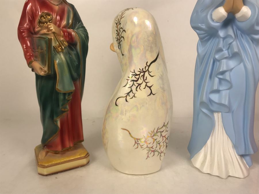 (3) Religious Statues Figurines - Middle Is Signed Ruby Lewis California [Photo 7]