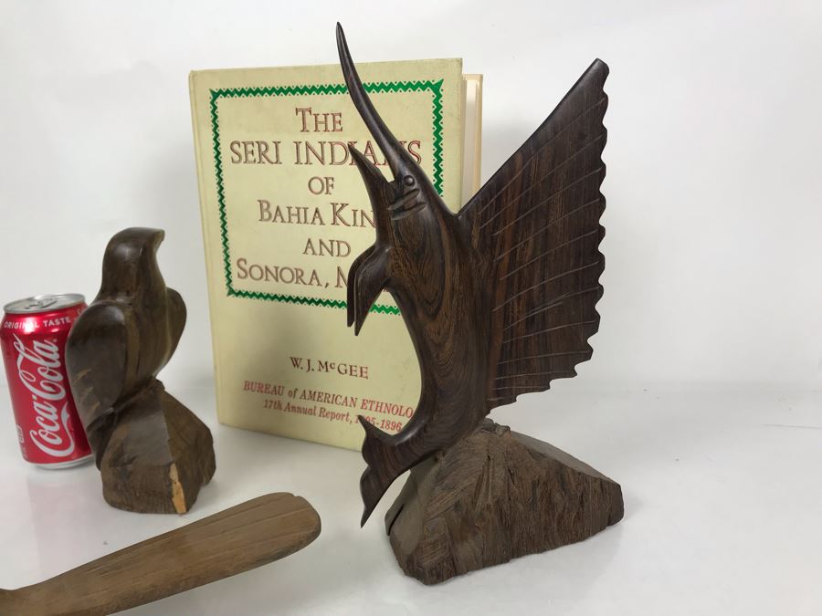 (3) Seri Indians Ironwood Animal Sculptures Figurines And Book: The Seri Indians Of Bahia Kino And Sonora, Mexico By W. J. McGee [Photo 12]