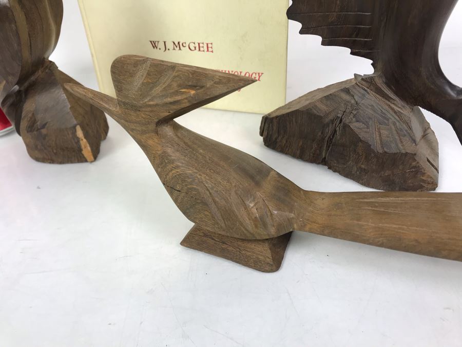 (3) Seri Indians Ironwood Animal Sculptures Figurines And Book: The Seri Indians Of Bahia Kino And Sonora, Mexico By W. J. McGee [Photo 9]