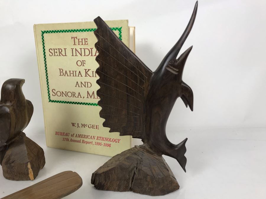 (3) Seri Indians Ironwood Animal Sculptures Figurines And Book: The Seri Indians Of Bahia Kino And Sonora, Mexico By W. J. McGee [Photo 11]