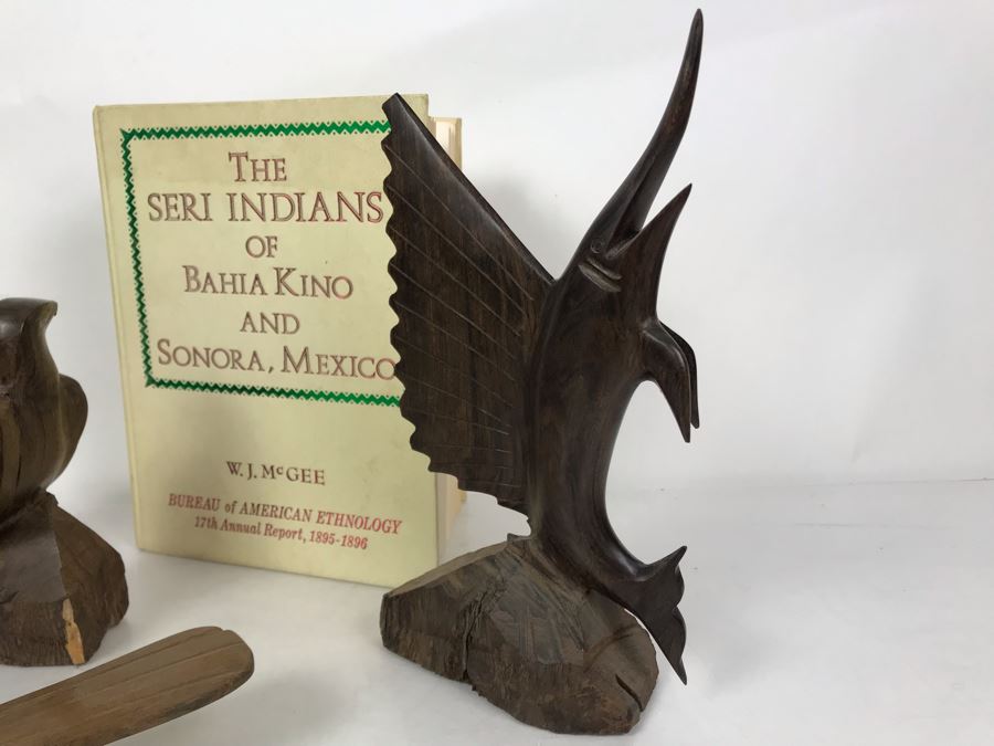(3) Seri Indians Ironwood Animal Sculptures Figurines And Book: The Seri Indians Of Bahia Kino And Sonora, Mexico By W. J. McGee [Photo 10]