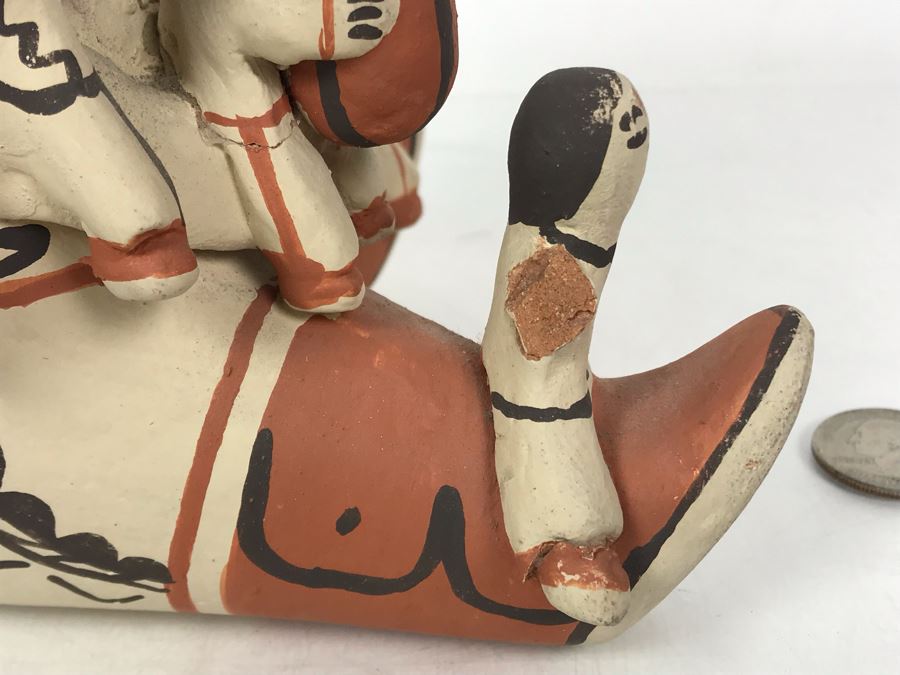 Native American Storyteller Pottery 6W X 5D X 6H - Arm Is Broken On Child In Front Lower Left [Photo 12]