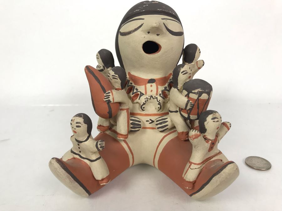 Native American Storyteller Pottery 6W X 5D X 6H - Arm Is Broken On Child In Front Lower Left [Photo 4]