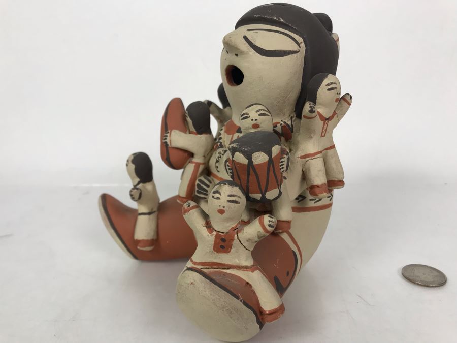 Native American Storyteller Pottery 6W X 5D X 6H - Arm Is Broken On Child In Front Lower Left [Photo 5]