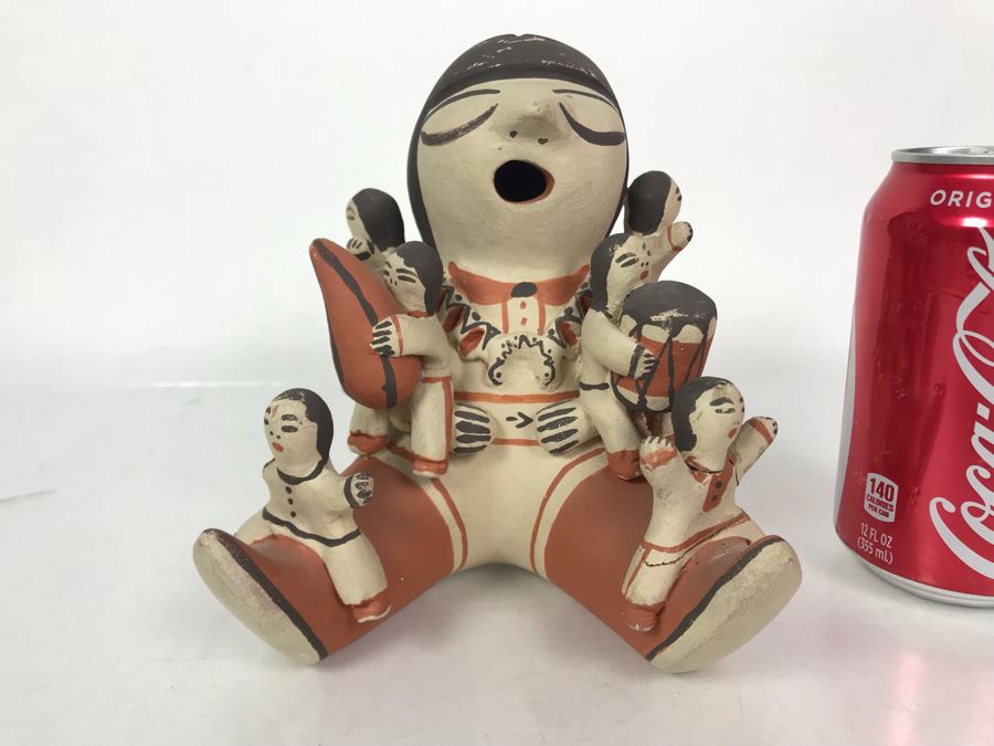 Native American Storyteller Pottery 6W X 5D X 6H - Arm Is Broken On Child In Front Lower Left [Photo 2]