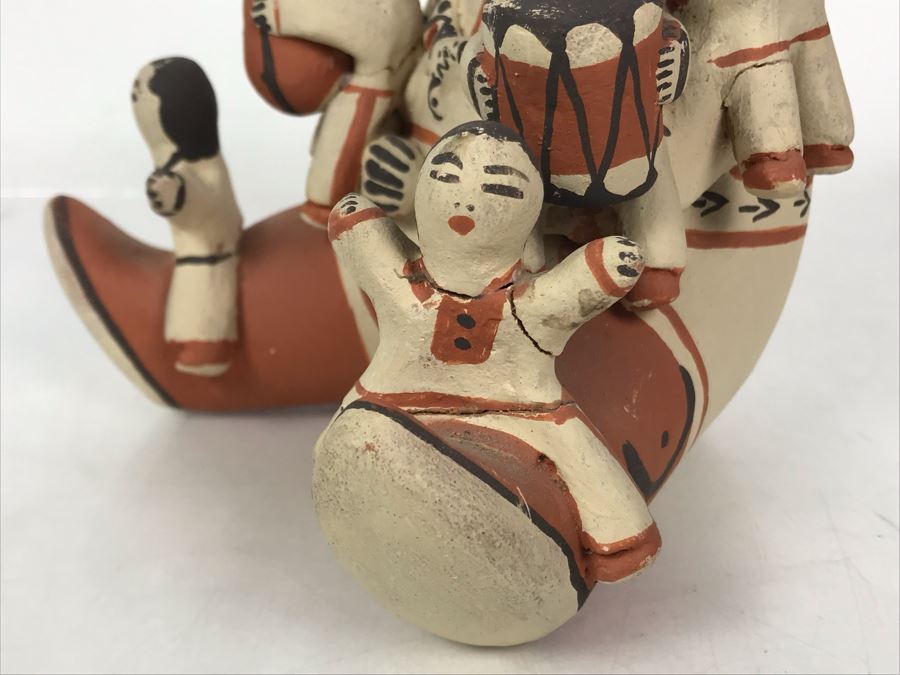 Native American Storyteller Pottery 6W X 5D X 6H - Arm Is Broken On Child In Front Lower Left [Photo 6]