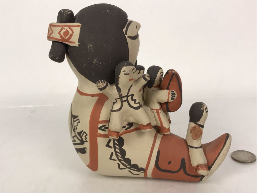 Native American Storyteller Pottery 6W X 5D X 6H - Arm Is Broken On Child In Front Lower Left [Photo 11]
