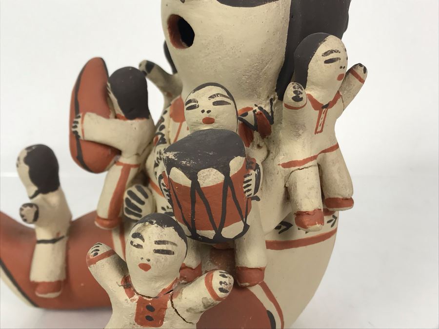 Native American Storyteller Pottery 6W X 5D X 6H - Arm Is Broken On Child In Front Lower Left [Photo 7]