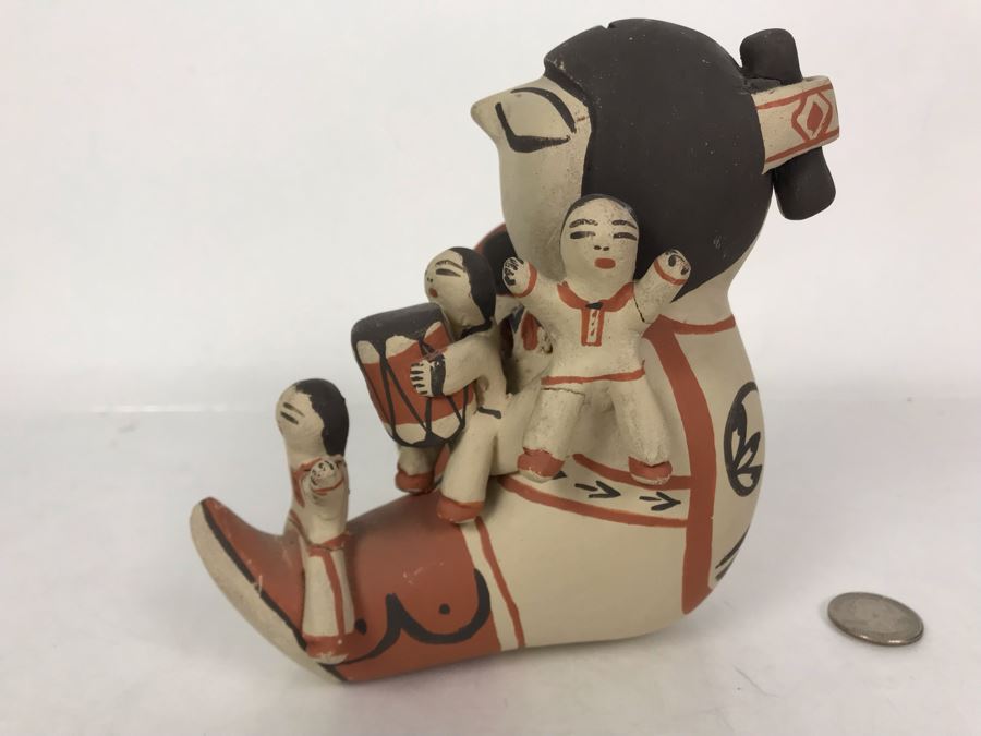 Native American Storyteller Pottery 6W X 5D X 6H - Arm Is Broken On Child In Front Lower Left [Photo 8]
