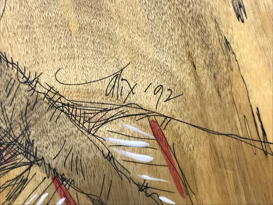 Vintage 1992 Alix Mosieur Original Signed Painting Of Powder Face Araphaho Chief C. 1870 On Oregon Myrtlewood [Photo 8]