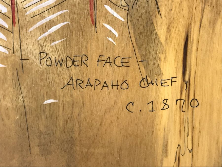 Vintage 1992 Alix Mosieur Original Signed Painting Of Powder Face Araphaho Chief C. 1870 On Oregon Myrtlewood [Photo 7]