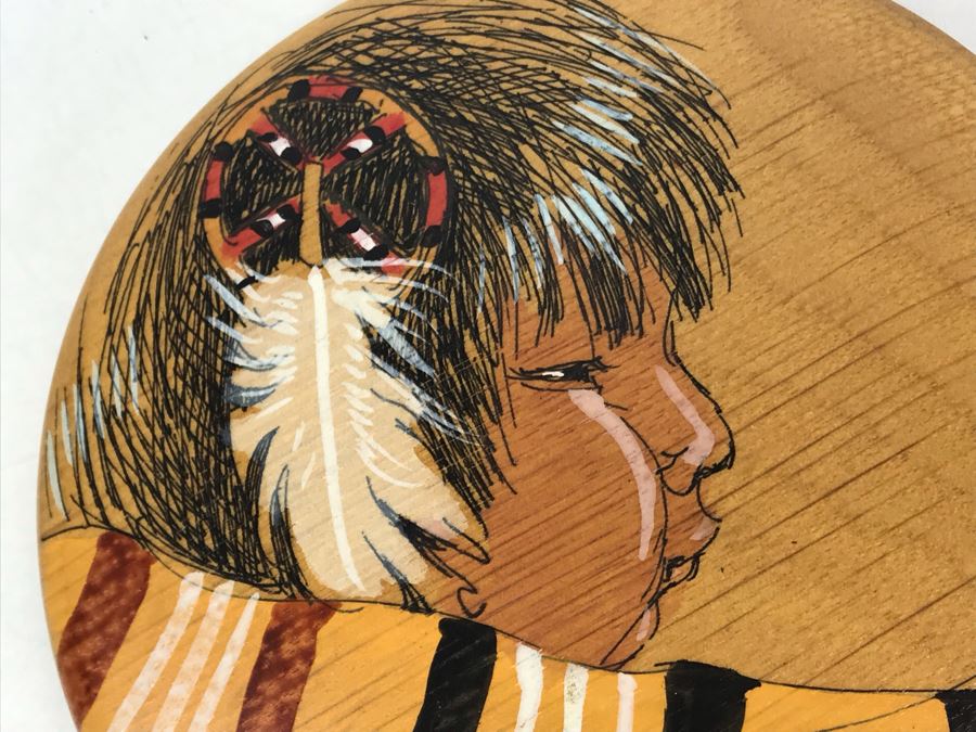 Pair Of Vintage 1992 Alix Mosieur Original Signed Paintings On Oregon Myrtlewood 5.5R [Photo 4]