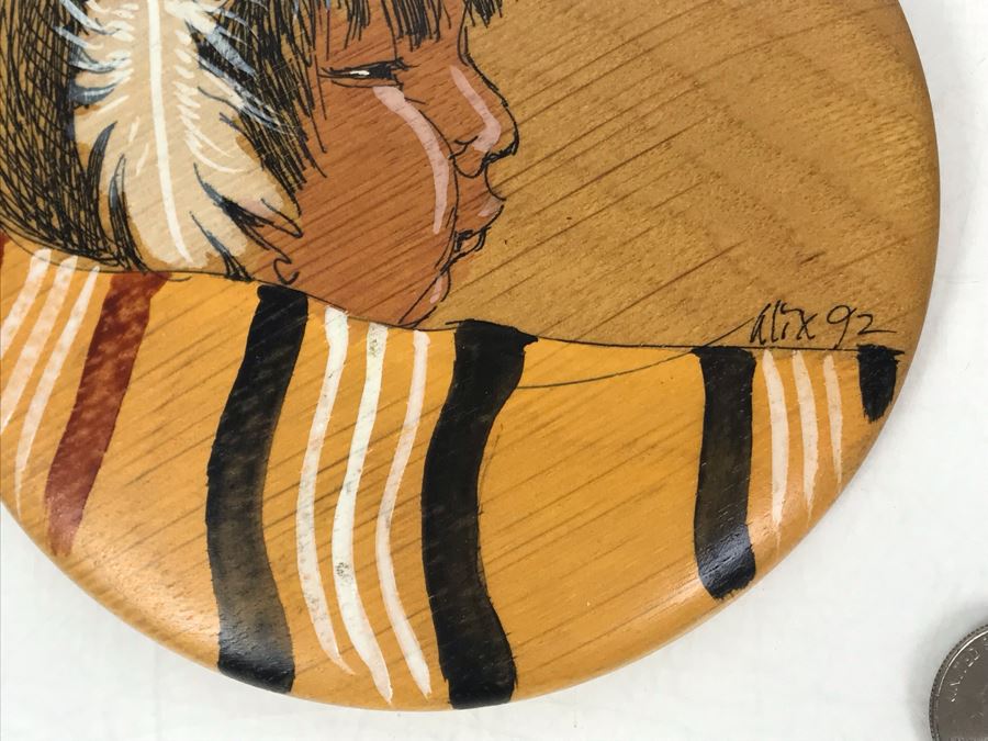 Pair Of Vintage 1992 Alix Mosieur Original Signed Paintings On Oregon Myrtlewood 5.5R [Photo 5]