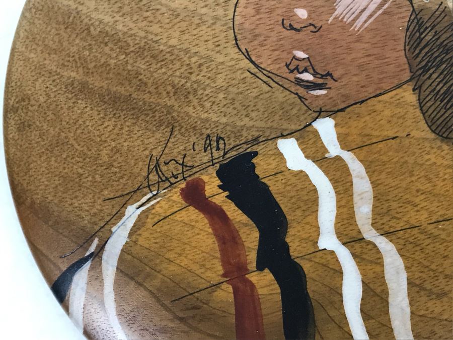 Pair Of Vintage 1992 Alix Mosieur Original Signed Paintings On Oregon Myrtlewood 5.5R [Photo 11]