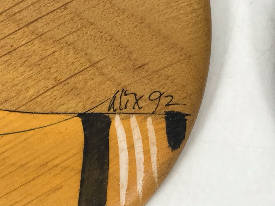 Pair Of Vintage 1992 Alix Mosieur Original Signed Paintings On Oregon Myrtlewood 5.5R [Photo 6]