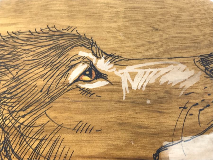 Vintage 1992 Alix Mosieur Original Signed Painting Of Wolf On Oregon Myrtlewood 6R [Photo 7]