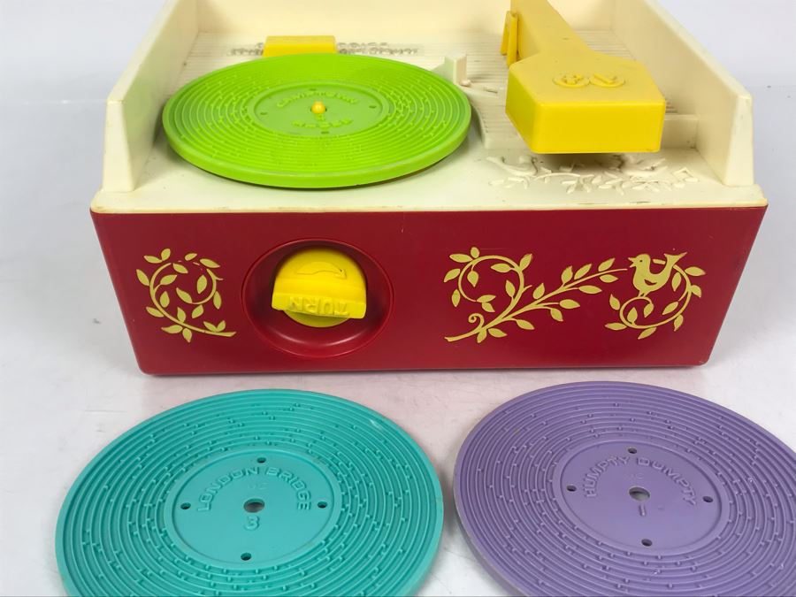 Vintage 1971 Fisher Price Toys Record Player Music Box With (3) Plastic Records 9W X 7.5D X 4.5H Working [Photo 5]