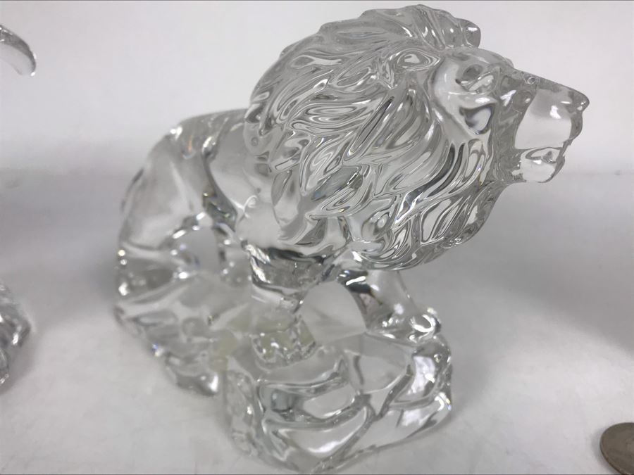 Pair Of Crystal Animal Figurines Dolphin And Lion Wonders Of The Wild Germany Princess House With Boxes [Photo 9]