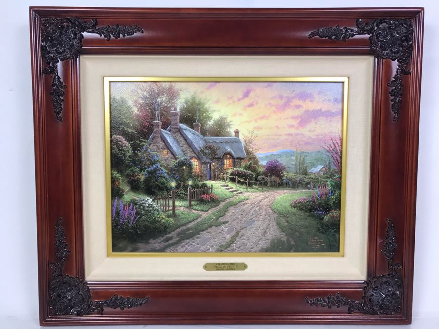 Limited Edition Thomas Kinkade Canvas Print Titled 'A Peaceful Time' Places In The Heart II With Certificate Of Authenticity 382 Of 2,950 [Photo 1]