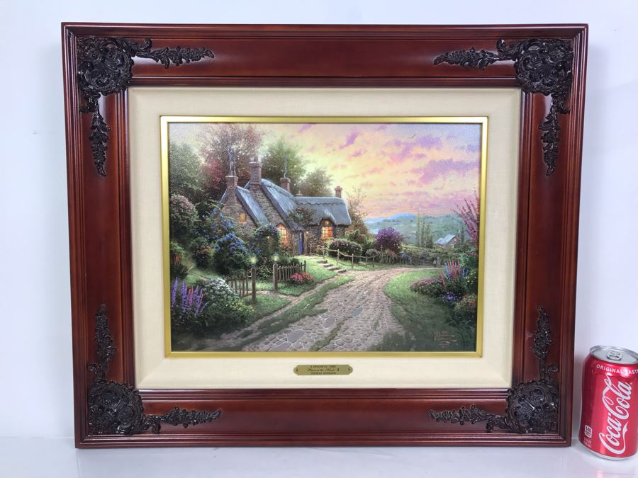 Limited Edition Thomas Kinkade Canvas Print Titled 'A Peaceful Time' Places In The Heart II With Certificate Of Authenticity 382 Of 2,950 [Photo 3]