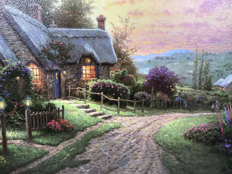 Limited Edition Thomas Kinkade Canvas Print Titled 'A Peaceful Time' Places In The Heart II With Certificate Of Authenticity 382 Of 2,950 [Photo 9]
