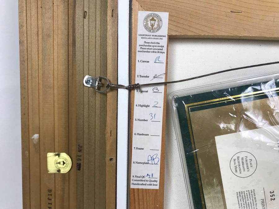 Limited Edition Thomas Kinkade Canvas Print Titled 'A Peaceful Time' Places In The Heart II With Certificate Of Authenticity 382 Of 2,950 [Photo 17]