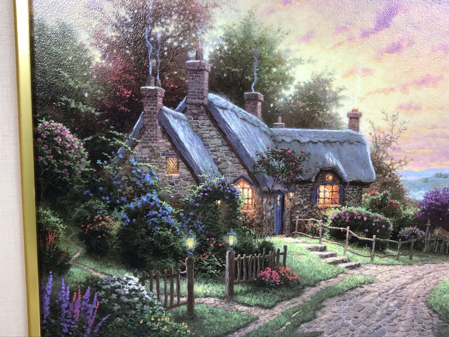 Limited Edition Thomas Kinkade Canvas Print Titled 'A Peaceful Time' Places In The Heart II With Certificate Of Authenticity 382 Of 2,950 [Photo 12]