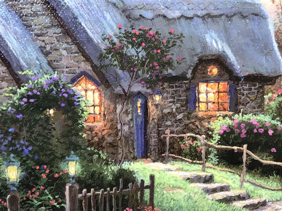 Limited Edition Thomas Kinkade Canvas Print Titled 'A Peaceful Time' Places In The Heart II With Certificate Of Authenticity 382 Of 2,950 [Photo 11]