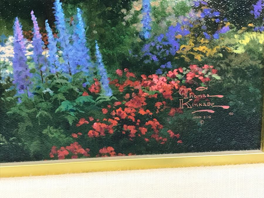 Limited Edition Vintage 2000 Canvas Print 'Gardens Beyond Spring Gate Spring Gate III' By Thomas Kinkade 18 X 24 2690 Of 5950 [Photo 10]