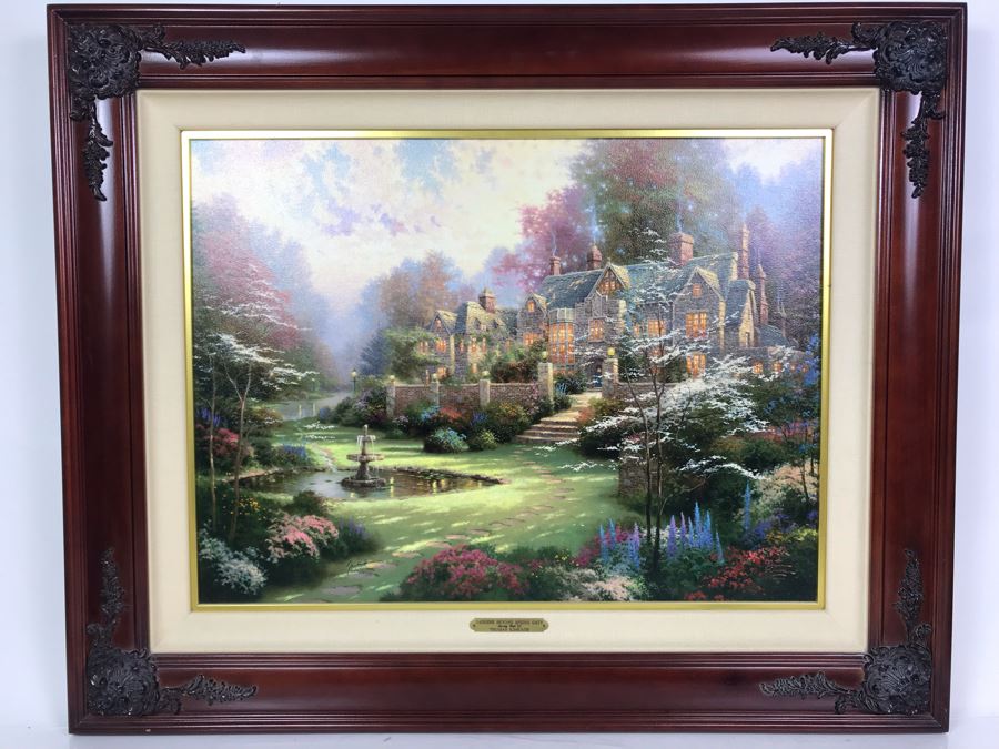 Limited Edition Vintage 2000 Canvas Print 'Gardens Beyond Spring Gate Spring Gate III' By Thomas Kinkade 18 X 24 2690 Of 5950 [Photo 3]