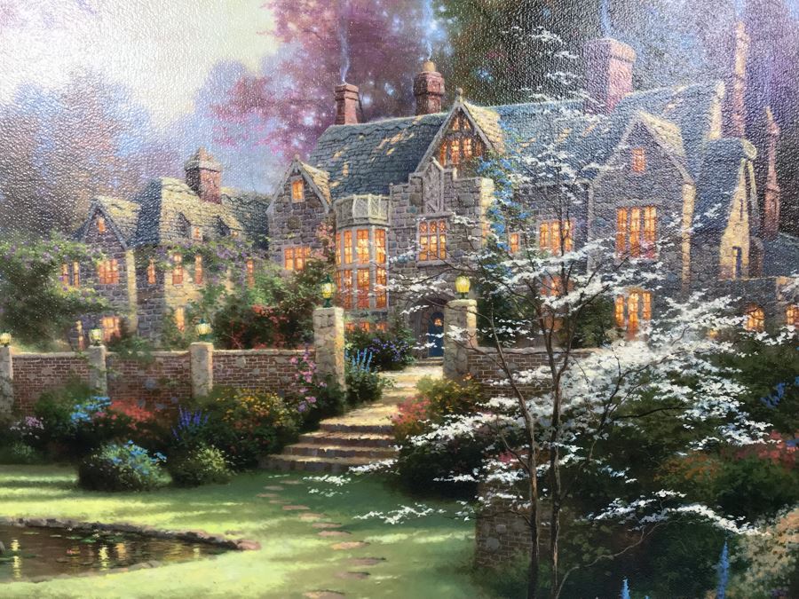Limited Edition Vintage 2000 Canvas Print 'Gardens Beyond Spring Gate Spring Gate III' By Thomas Kinkade 18 X 24 2690 Of 5950 [Photo 8]