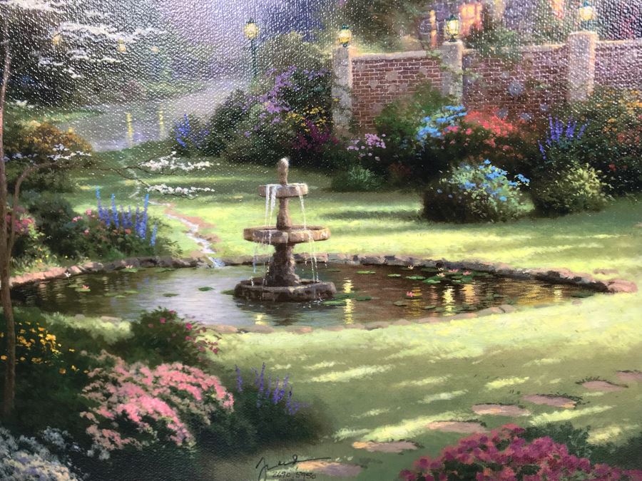 Limited Edition Vintage 2000 Canvas Print 'Gardens Beyond Spring Gate Spring Gate III' By Thomas Kinkade 18 X 24 2690 Of 5950 [Photo 9]