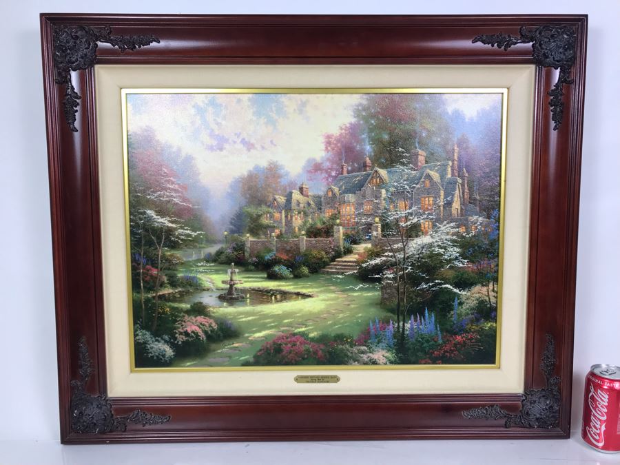 Limited Edition Vintage 2000 Canvas Print 'Gardens Beyond Spring Gate Spring Gate III' By Thomas Kinkade 18 X 24 2690 Of 5950 [Photo 2]