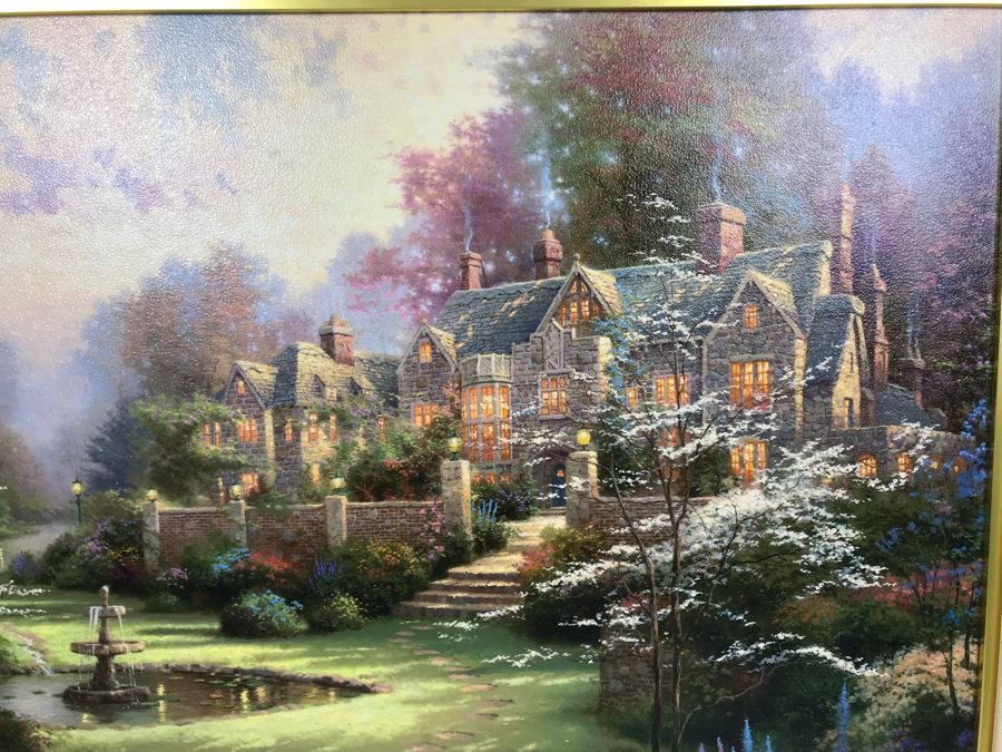 Limited Edition Vintage 2000 Canvas Print 'Gardens Beyond Spring Gate Spring Gate III' By Thomas Kinkade 18 X 24 2690 Of 5950 [Photo 7]