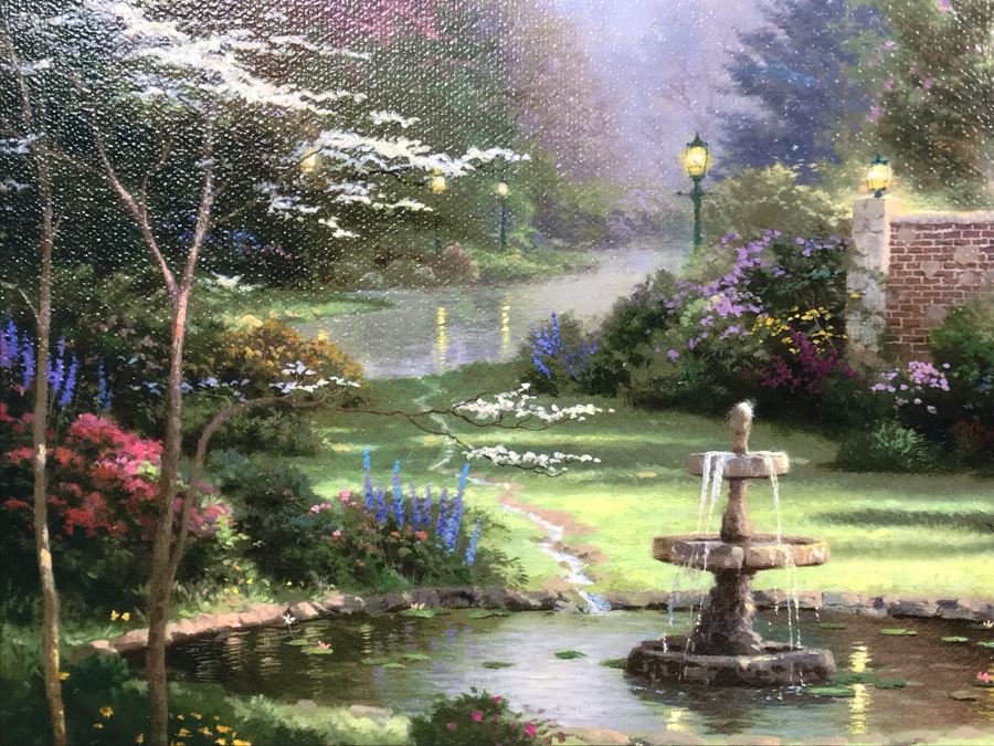 Limited Edition Vintage 2000 Canvas Print 'Gardens Beyond Spring Gate Spring Gate III' By Thomas Kinkade 18 X 24 2690 Of 5950 [Photo 12]