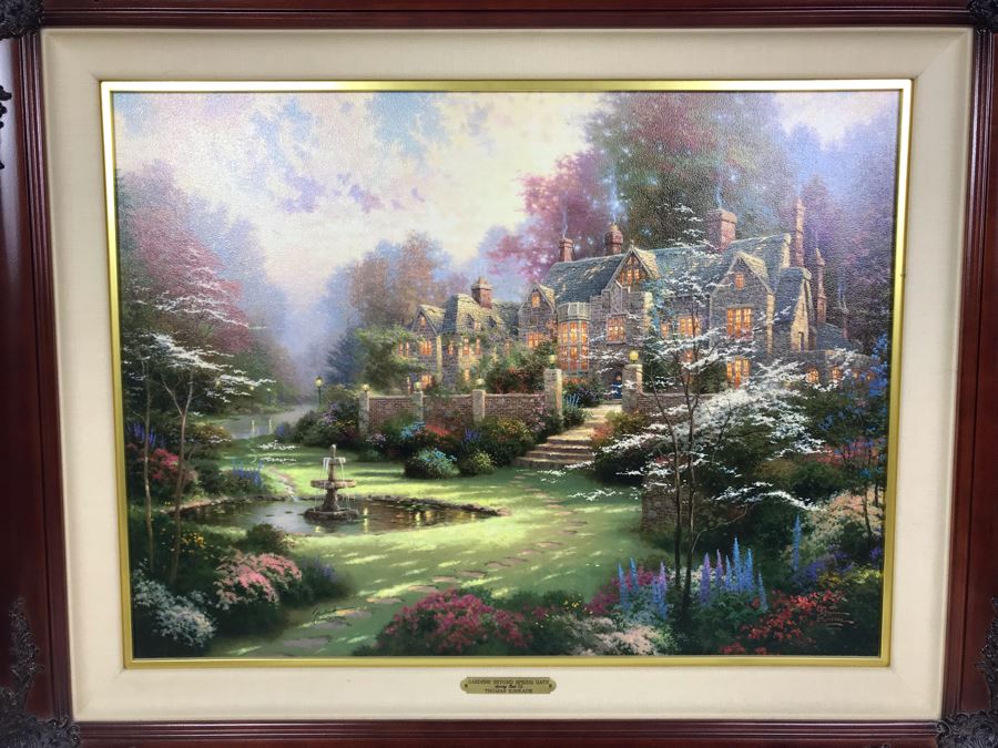 Limited Edition Vintage 2000 Canvas Print 'Gardens Beyond Spring Gate Spring Gate III' By Thomas Kinkade 18 X 24 2690 Of 5950 [Photo 4]