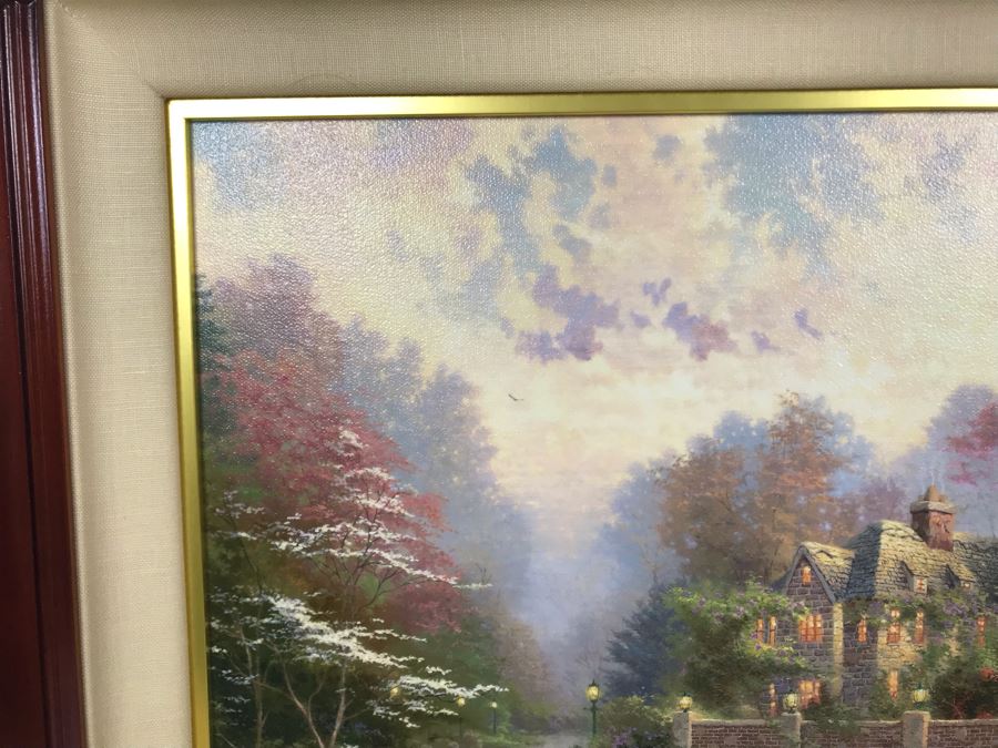 Limited Edition Vintage 2000 Canvas Print 'Gardens Beyond Spring Gate Spring Gate III' By Thomas Kinkade 18 X 24 2690 Of 5950 [Photo 14]