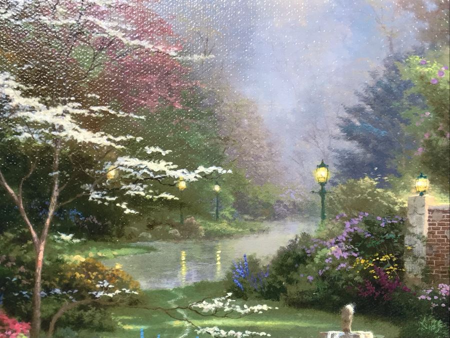 Limited Edition Vintage 2000 Canvas Print 'Gardens Beyond Spring Gate Spring Gate III' By Thomas Kinkade 18 X 24 2690 Of 5950 [Photo 13]