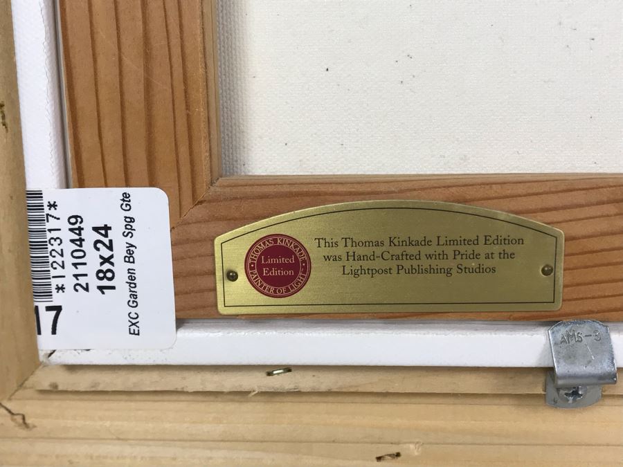 Limited Edition Vintage 2000 Canvas Print 'Gardens Beyond Spring Gate Spring Gate III' By Thomas Kinkade 18 X 24 2690 Of 5950 [Photo 17]