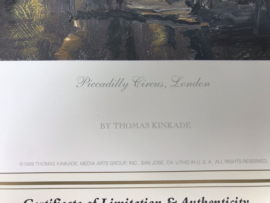 Limited Edition Vintage 1999 Print 'Piccadilly Circus, London' By Thomas Kinkade 12 X 16 1040 Of 3394 [Photo 5]
