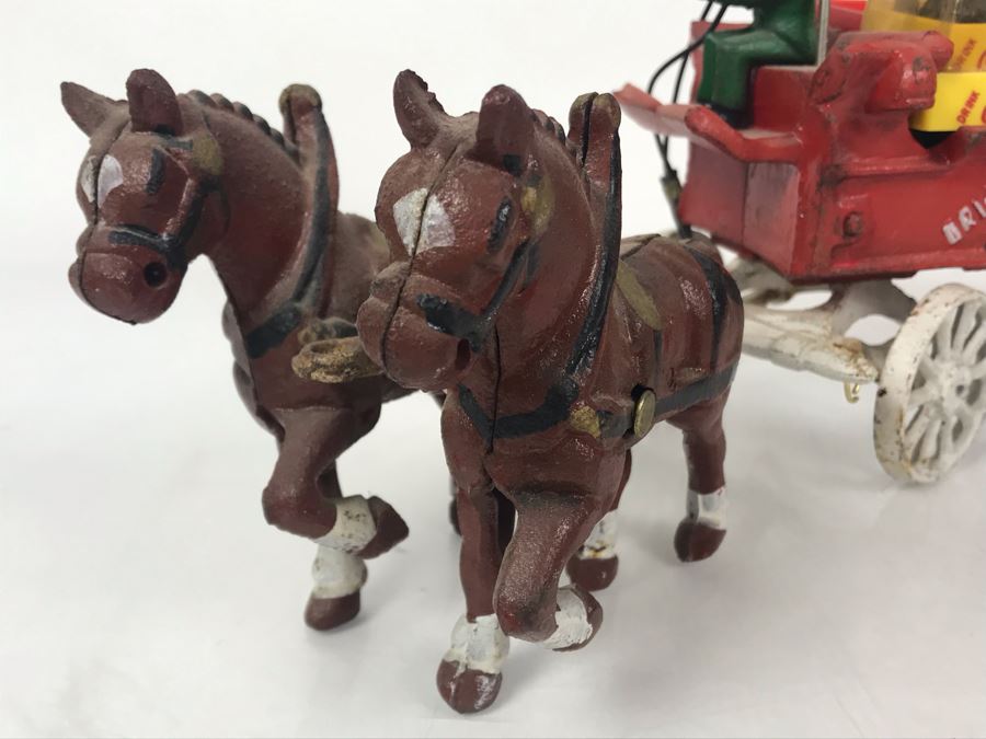 Vintage Coca-Cola Cast Iron Horse Drawn Wagon With Coke Cases [Photo 12]
