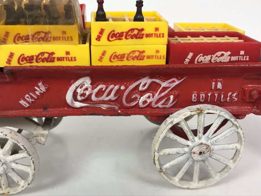 Vintage Coca-Cola Cast Iron Horse Drawn Wagon With Coke Cases [Photo 9]