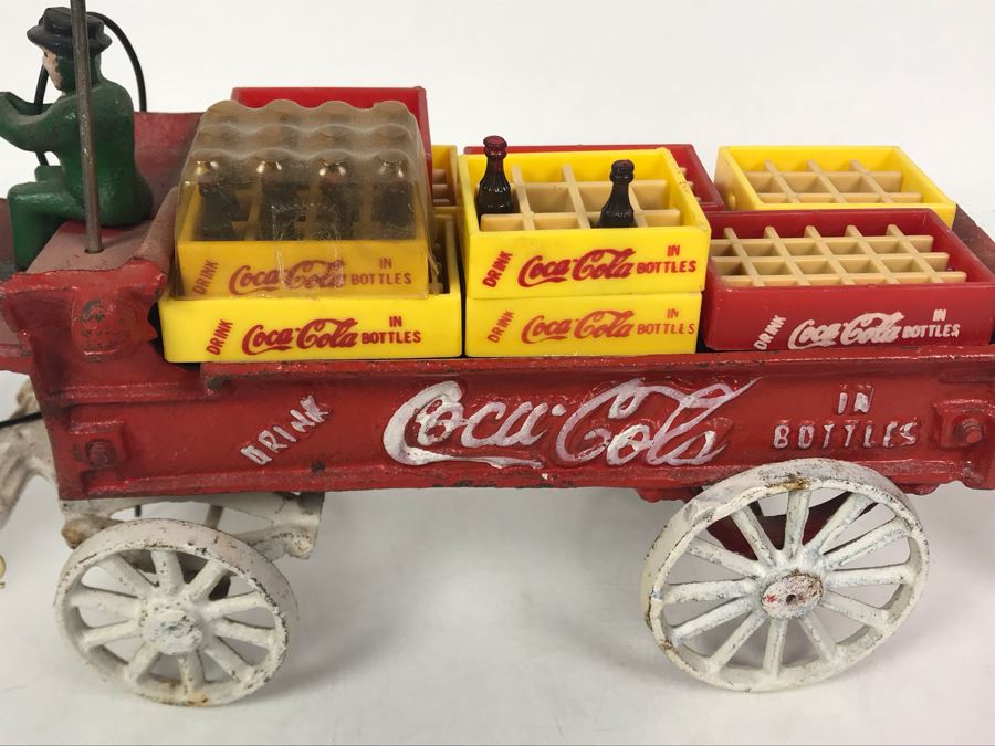 Vintage Coca-Cola Cast Iron Horse Drawn Wagon With Coke Cases [Photo 8]