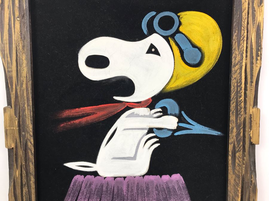 Vintage Snoopy Velvet Painting Signed Rodriguez 14.5W X 21H [Photo 5]