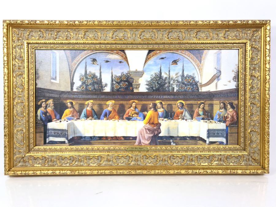 Leonardo Da Vinci 'The Last Supper' Canvas Print In Stunning Gilded Wooden Frame 34W X 20.5H [Photo 1]